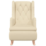 vidaXL Fauteuil et pieds à bascule en bois d'hévéa solide crème Tissu