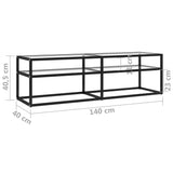 vidaXL Meuble TV Transparent 180x40x40,5 cm Verre trempé
