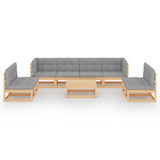 vidaXL Salon de jardin 9 pcs avec coussins Bois de pin massif