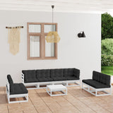 vidaXL Salon de jardin 9 pcs avec coussins Bois de pin massif