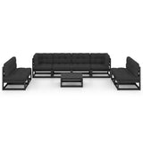vidaXL Salon de jardin 9 pcs avec coussins Bois de pin massif