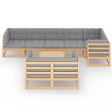 vidaXL Salon de jardin 9 pcs avec coussins Bois de pin massif