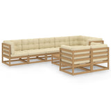 vidaXL Salon de jardin 9 pcs avec coussins Bois de pin massif