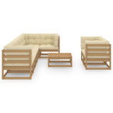 vidaXL Salon de jardin 9 pcs avec coussins Bois de pin massif