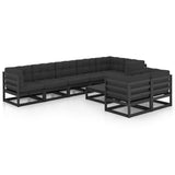 vidaXL Salon de jardin 9 pcs avec coussins Bois de pin massif