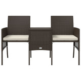 vidaXL Canapé de jardin 2 places avec table et tabourets marron rotin