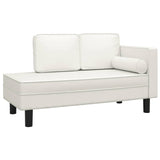 vidaXL Chaise longue avec coussins et traversin crème similicuir