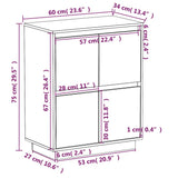vidaXL Buffet Blanc 60x34x75 cm Bois massif de pin