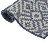 vidaXL Tapis à tissage plat d'extérieur 100x200 cm Rayures bleues