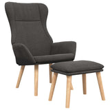 vidaXL Chaise de relaxation avec repose-pied Gris foncé Tissu