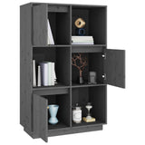 vidaXL Buffet haut Gris 74x35x117 cm Bois massif de pin