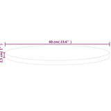 vidaXL Dessus de table rond Ø60x2,5 cm Bois de chêne massif non traité