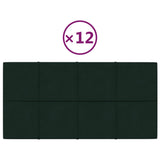 vidaXL Panneaux muraux 12 pcs Vert foncé 60x30 cm Velours 2,16 m²