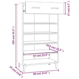 vidaXL Armoire à chaussures Gris béton 60x35x105 cm Bois d'ingénierie