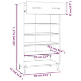 vidaXL Armoire à chaussures Gris béton 60x35x105 cm Bois d'ingénierie