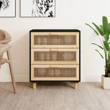 vidaXL Buffet Noir 60x30x70 cm Bois de pin massif et rotin naturel (plusieurs options disponibles)