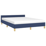 vidaXL Cadre de lit avec tête de lit Bleu 140x190 cm Tissu