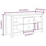 vidaXL Meuble TV Noir 103x36,5x52 cm Bois de pin massif