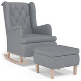 vidaXL Fauteuil et pieds à bascule en bois d'hévéa solide crème Tissu