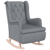 vidaXL Fauteuil et pieds à bascule en bois d'hévéa solide crème Tissu