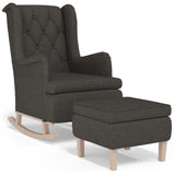 vidaXL Fauteuil et pieds à bascule en bois d'hévéa solide crème Tissu