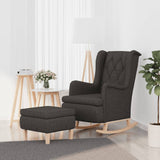 vidaXL Fauteuil et pieds à bascule en bois d'hévéa solide crème Tissu