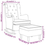 vidaXL Fauteuil et pieds à bascule en bois d'hévéa solide crème Tissu