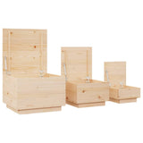 vidaXL Boîtes de rangement et couvercles 3 pcs Noir Bois massif de pin