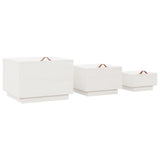 vidaXL Boîtes de rangement et couvercles 3 pcs Noir Bois massif de pin