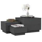 vidaXL Boîtes de rangement et couvercles 3 pcs Noir Bois massif de pin