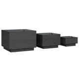 vidaXL Boîtes de rangement et couvercles 3 pcs Noir Bois massif de pin