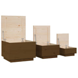 vidaXL Boîtes de rangement et couvercles 3 pcs Noir Bois massif de pin