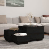 vidaXL Boîtes de rangement et couvercles 3 pcs Noir Bois massif de pin