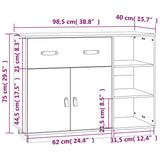 vidaXL Buffet Noir 98,5x40x75 cm Bois massif de pin