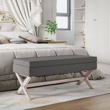 vidaXL Tabouret de rangement 45x45x49 cm lin