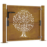 vidaXL Portail de jardin 105x105 cm acier corten conception de l'arbre