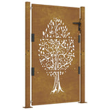 vidaXL Portail de jardin 105x155 cm acier corten conception de l'arbre