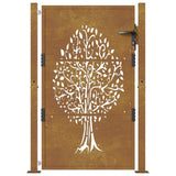 vidaXL Portail de jardin 105x155 cm acier corten conception de l'arbre