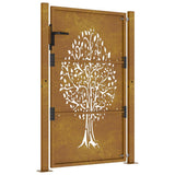 vidaXL Portail de jardin 105x155 cm acier corten conception de l'arbre