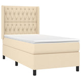 vidaXL Sommier à lattes de lit matelas et LED Crème 90x200 cm Tissu