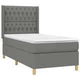vidaXL Sommier à lattes de lit matelas LED Gris foncé 90x200cm Tissu
