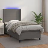 vidaXL Sommier à lattes de lit matelas LED Gris 90x190 cm Similicuir