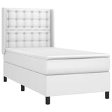 vidaXL Sommier à lattes de lit matelas LED Blanc 90x190cm Similicuir