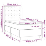 vidaXL Sommier à lattes de lit matelas LED Blanc 90x190cm Similicuir