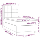 vidaXL Sommier à lattes de lit matelas LED Gris clair 90x200cm Velours