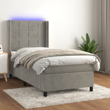 vidaXL Sommier à lattes de lit matelas LED Gris clair 90x200cm Velours