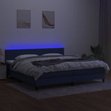 vidaXL Sommier à lattes de lit et matelas et LED Bleu 200x200 cm Tissu