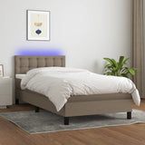 vidaXL Sommier à lattes de lit avec matelas LED Taupe 80x200 cm Tissu