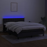 vidaXL Sommier à lattes de lit avec matelas LED Noir 140x190 cm Tissu