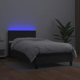 vidaXL Sommier à lattes de lit avec matelas et LED Noir 90x190 cm